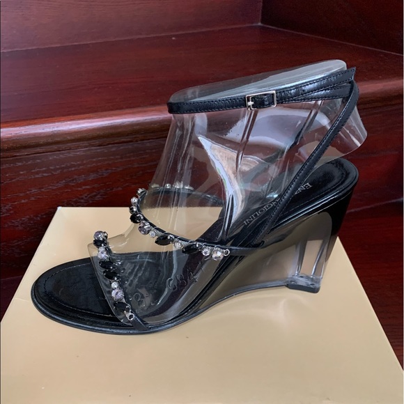 Vintage ENZO ANGIOLINI 8 1/2 in box wedge sandals - Picture 12 of 14